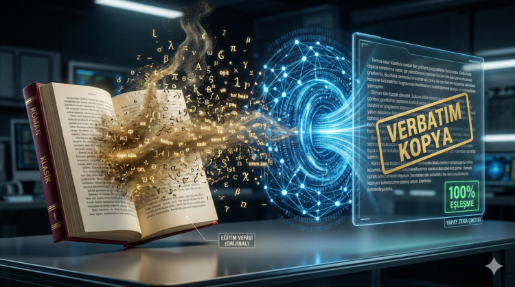 Yapay Zeka Romanları Kopyalıyor: Taklitçi AI ve Telif Hakkı Sorunu Görseli.